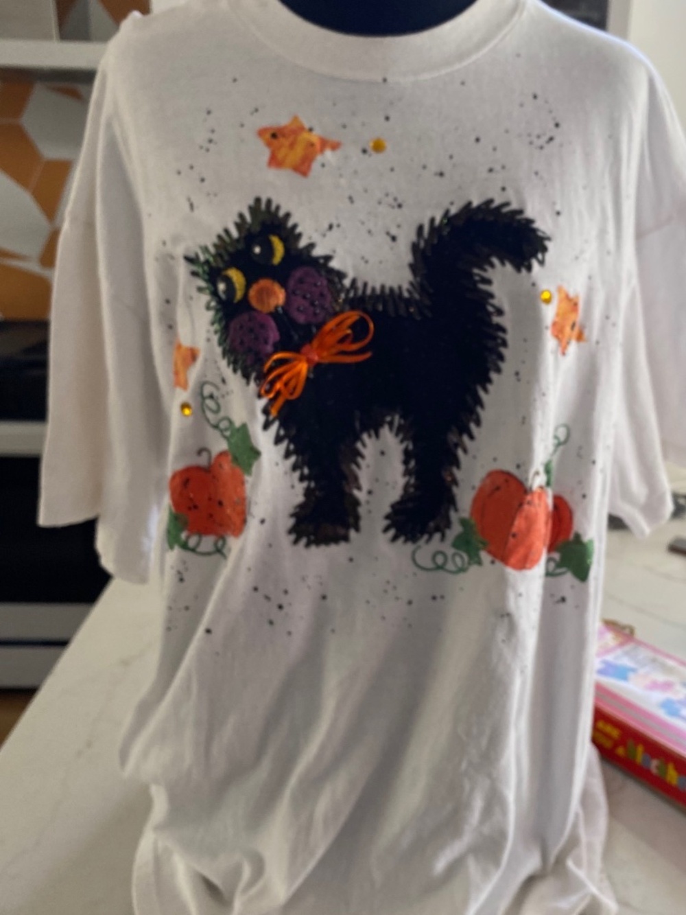 Hand Painted Halloween T-Shirt, Size XL